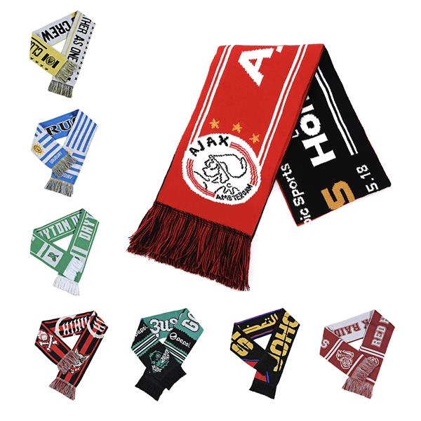 Acrylic Knitted Stadium Sports Scarf With Fringe