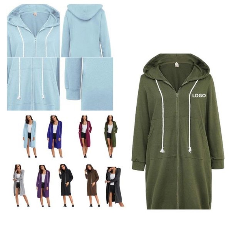 Women's Pockets Zip up Long Hoodies