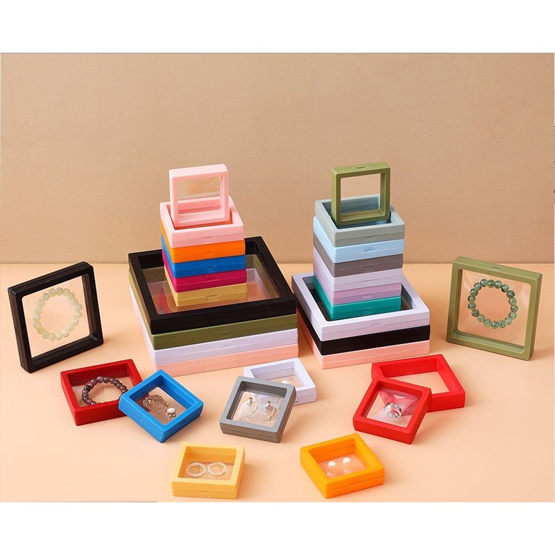 Initial Letter Ring with Transparent PE Film Suspension Jewelry Box 