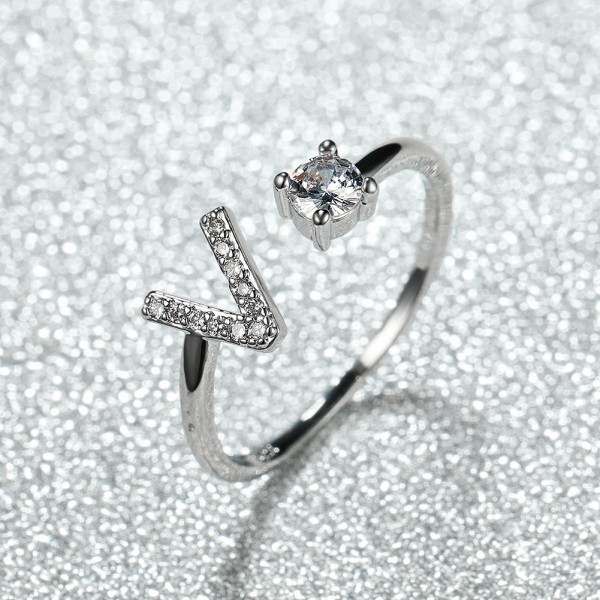 Initial Letter Ring with Transparent PE Film Suspension Jewelry Box