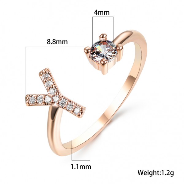 Initial Letter Ring with Transparent PE Film Suspension Jewelry Box 