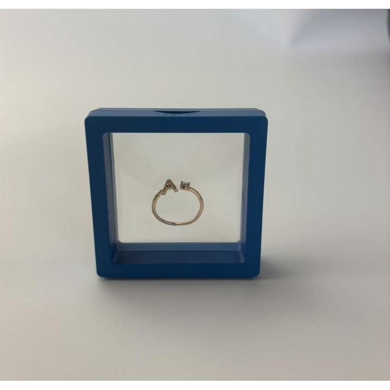 Initial Letter Ring with Transparent PE Film Suspension Jewelry Box 