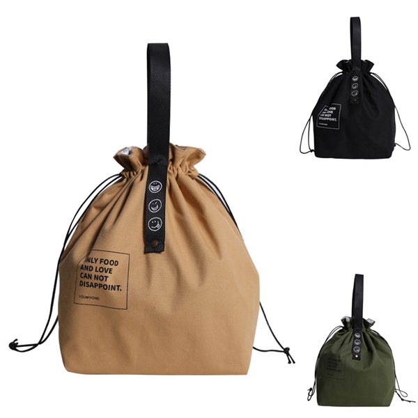 Canvas Drawstring Insulated Lunch Bag