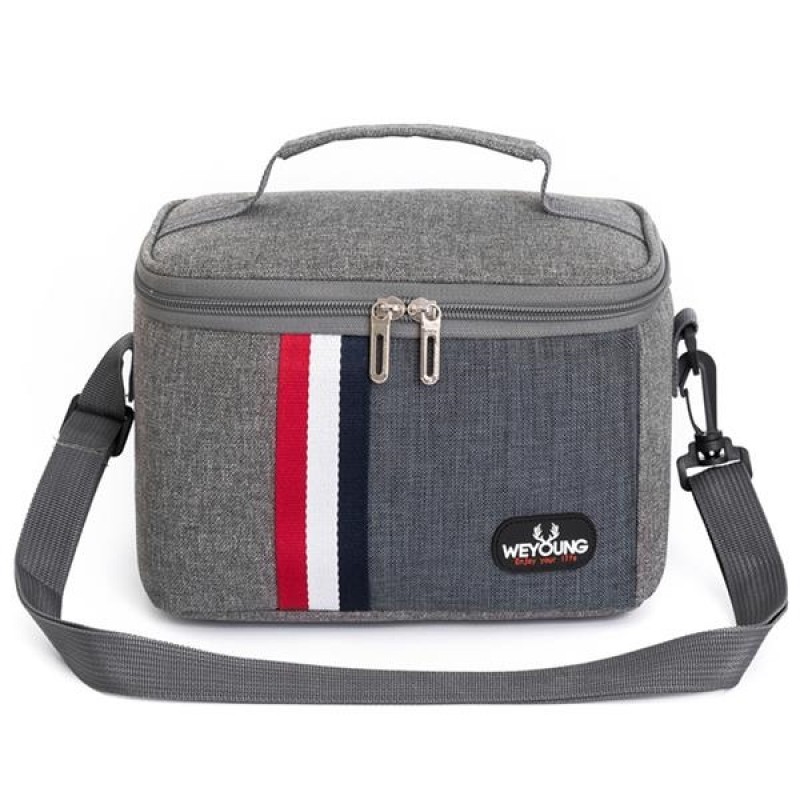 Blue Insulated Waterproof Lunch Bag With Shoulder Strap