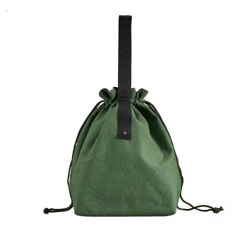 Canvas Drawstring Insulated Lunch Bag 