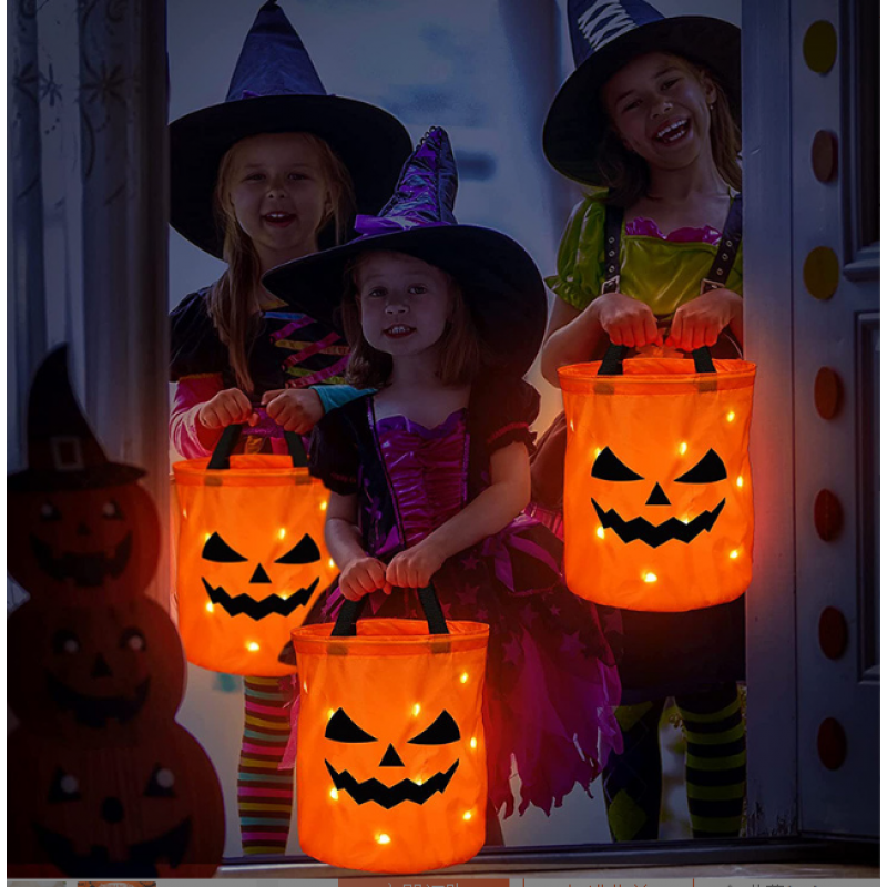 Halloween Trick Or Treat Bag With Led Light 