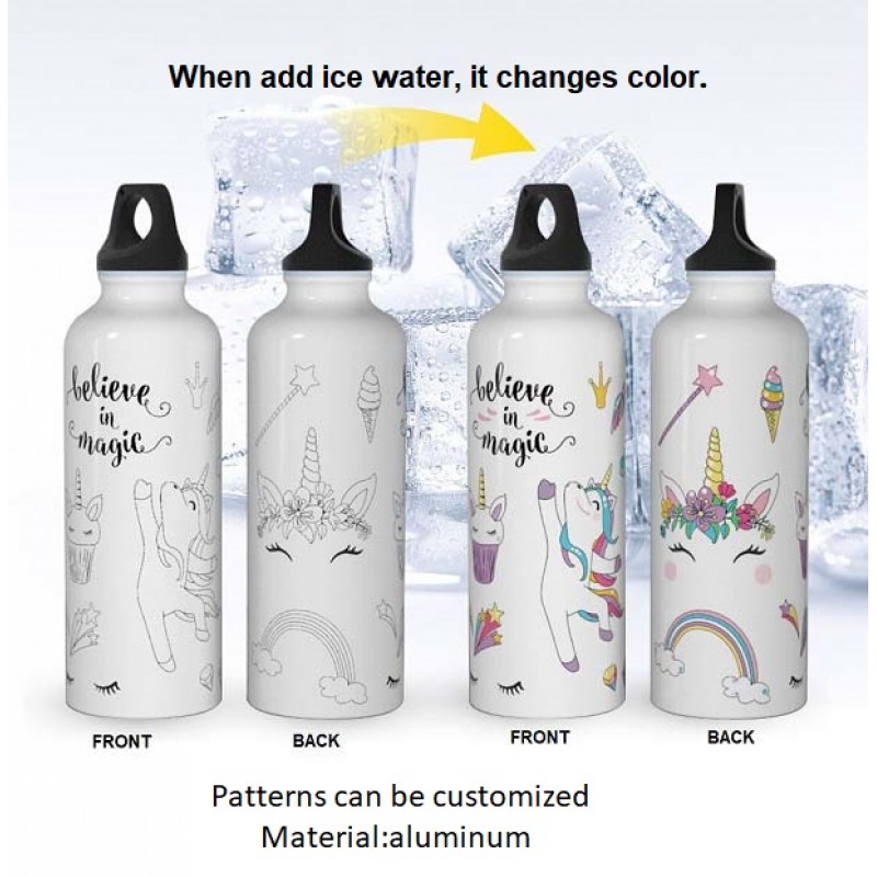 500ml White Color Changing Printing Aluminum Drinking Bottle 