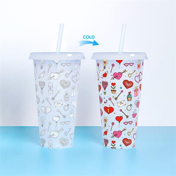 24OZ single-layer plastic color change cup
