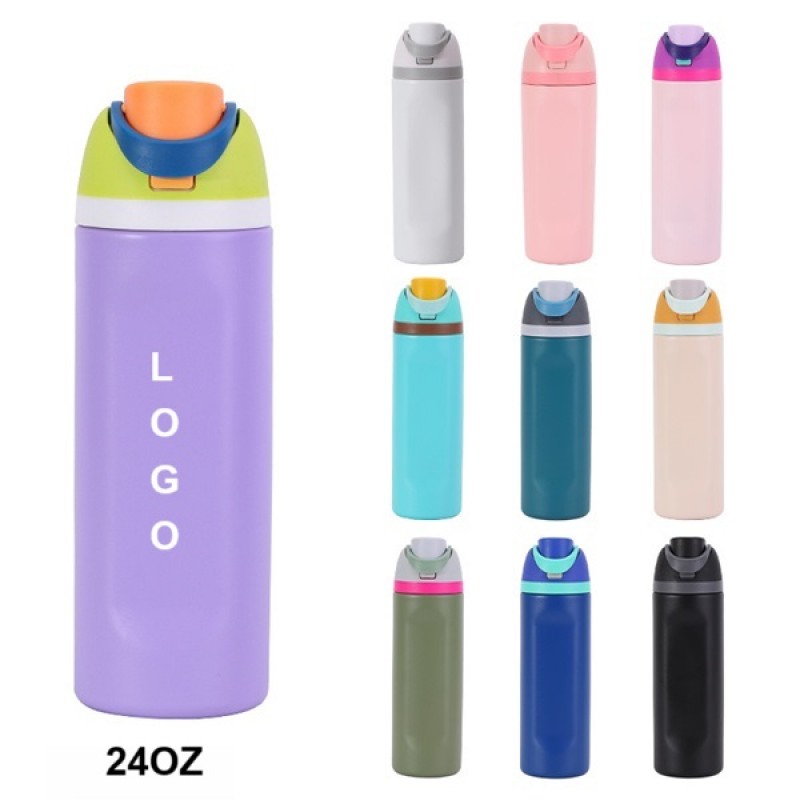 Two-Toned 24oz. Stainless Steel Straw Bottle 