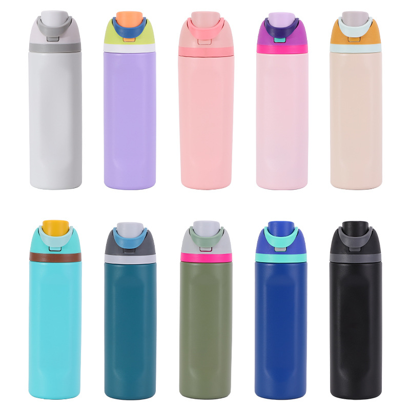 Two-Toned 24oz. Stainless Steel Straw Bottle 