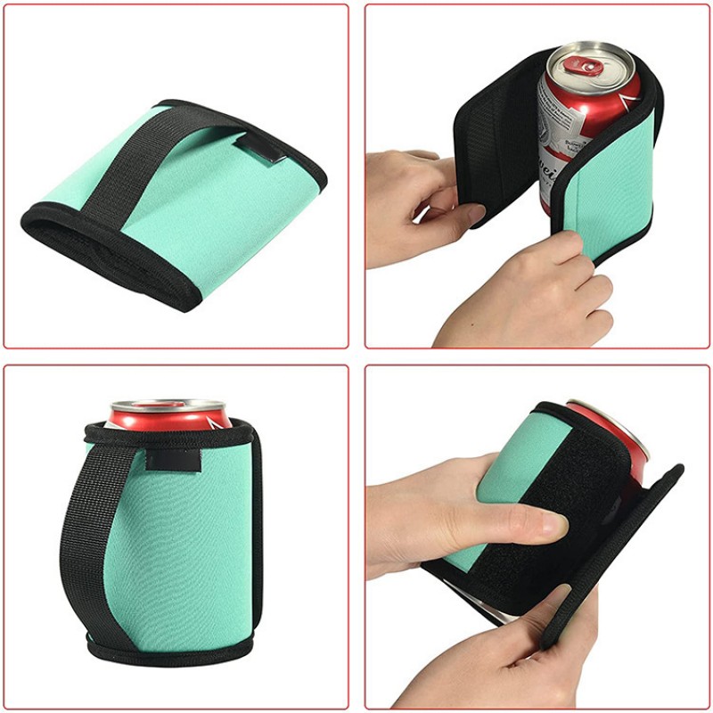 12 Oz Neoprene Sublimated Can Cooler With Strap Handle 