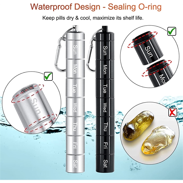 Portable Aluminum Alloy Pill Case With Keychain&Carabiner