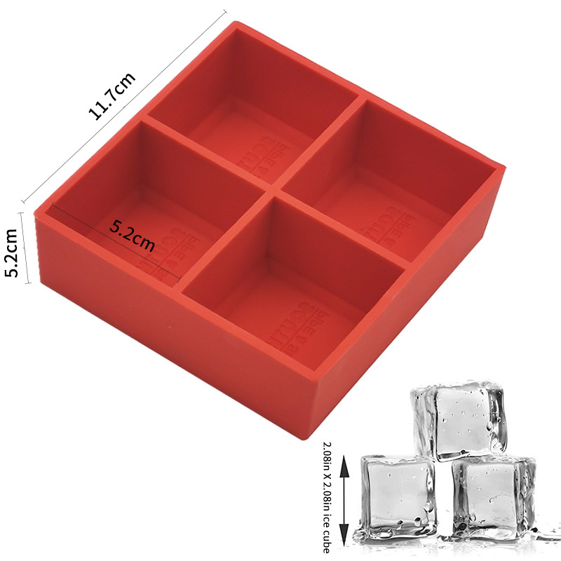 Silicone Ice Cube Tray Mold-4 Pcs Square Shape 