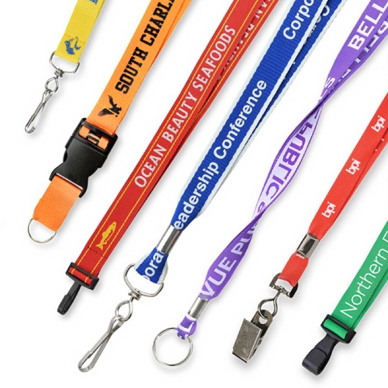 3/8" Custom Silkscreen Flat Ribbed Polyester Lanyards
