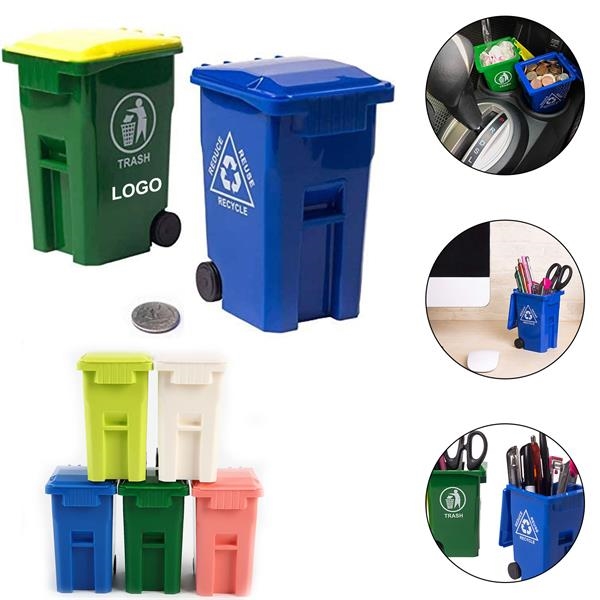 Mini Plastic Trash Can Desktop Pen Holder 