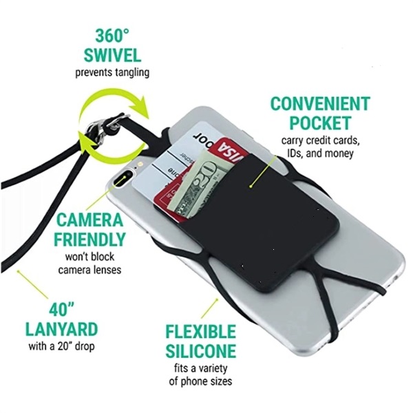 Silicone Lanyard with Phone Holder & Wallet