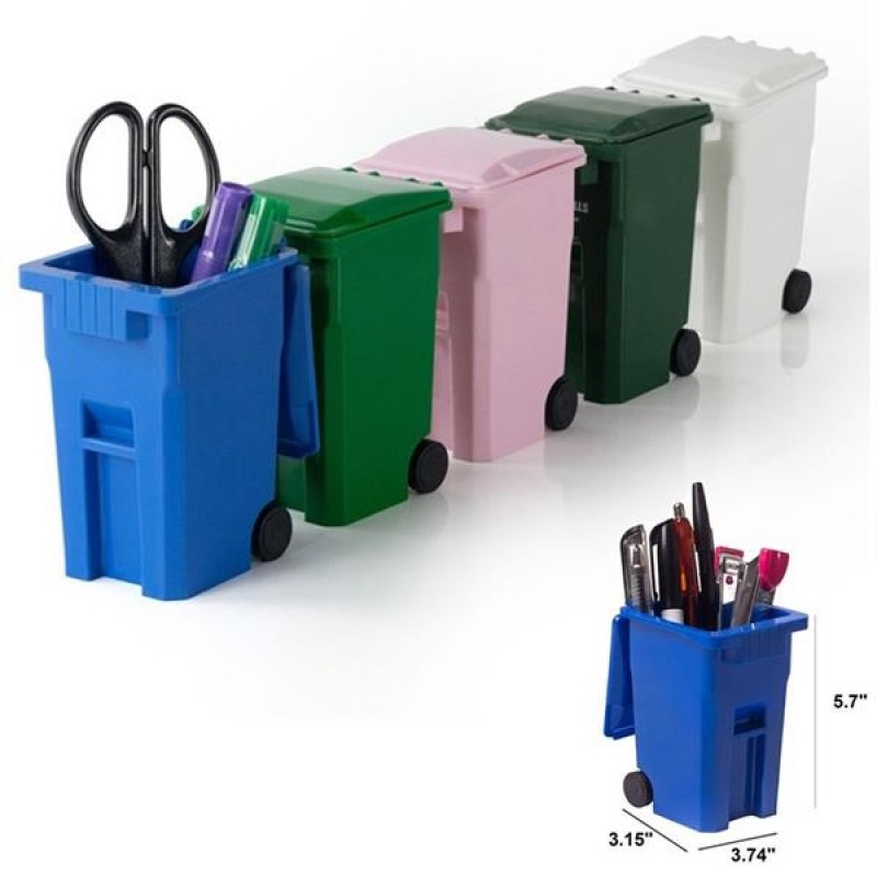Mini Plastic Trash Can Desktop Pen Holder 