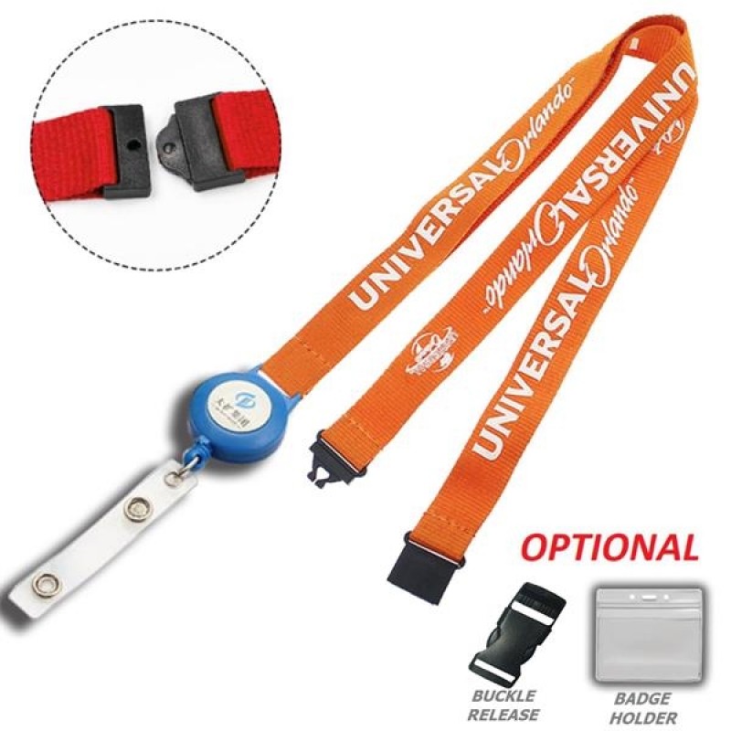 1/2" Polyester Badge Reel Lanyard Combo w/ Safety Breakaway 