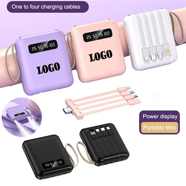 Portable Power Bank Built-in 4 Cable