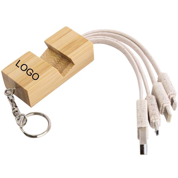 Biodegradable Bamboo Phone Stand with Charging Cable