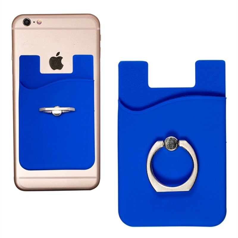 Silicone Card Holder with Metal Ring Phone Stand 