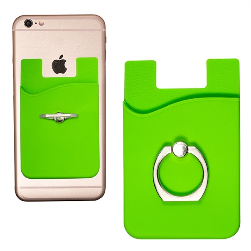 Silicone Card Holder with Metal Ring Phone Stand 